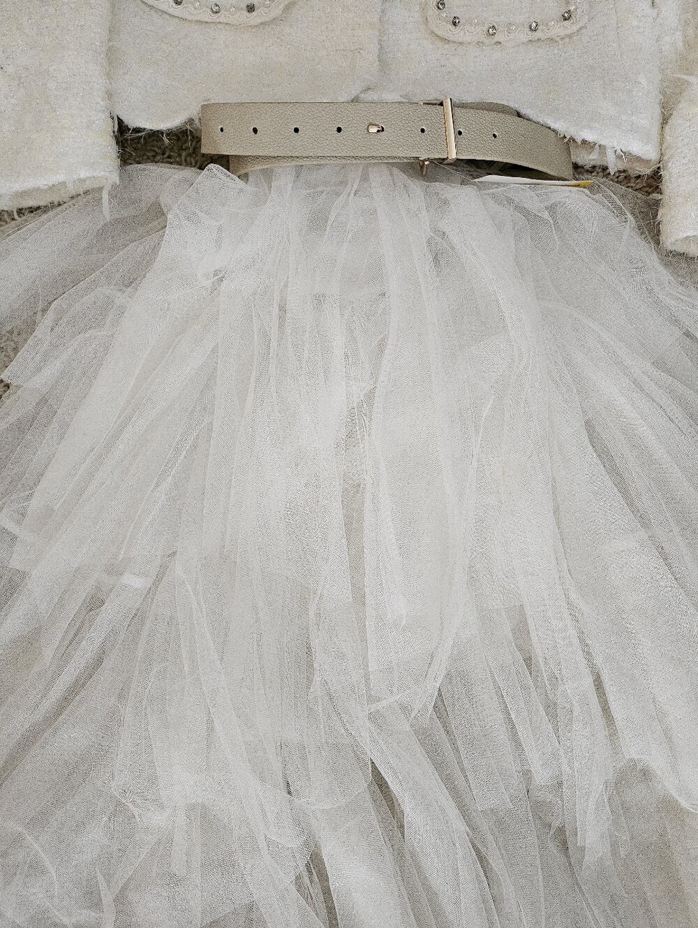 White Tulle Midi Skirt - Elegant Layered Design
